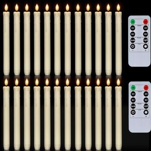 24 pcs flameless LED Taper Candles with Remote - cream / ivory